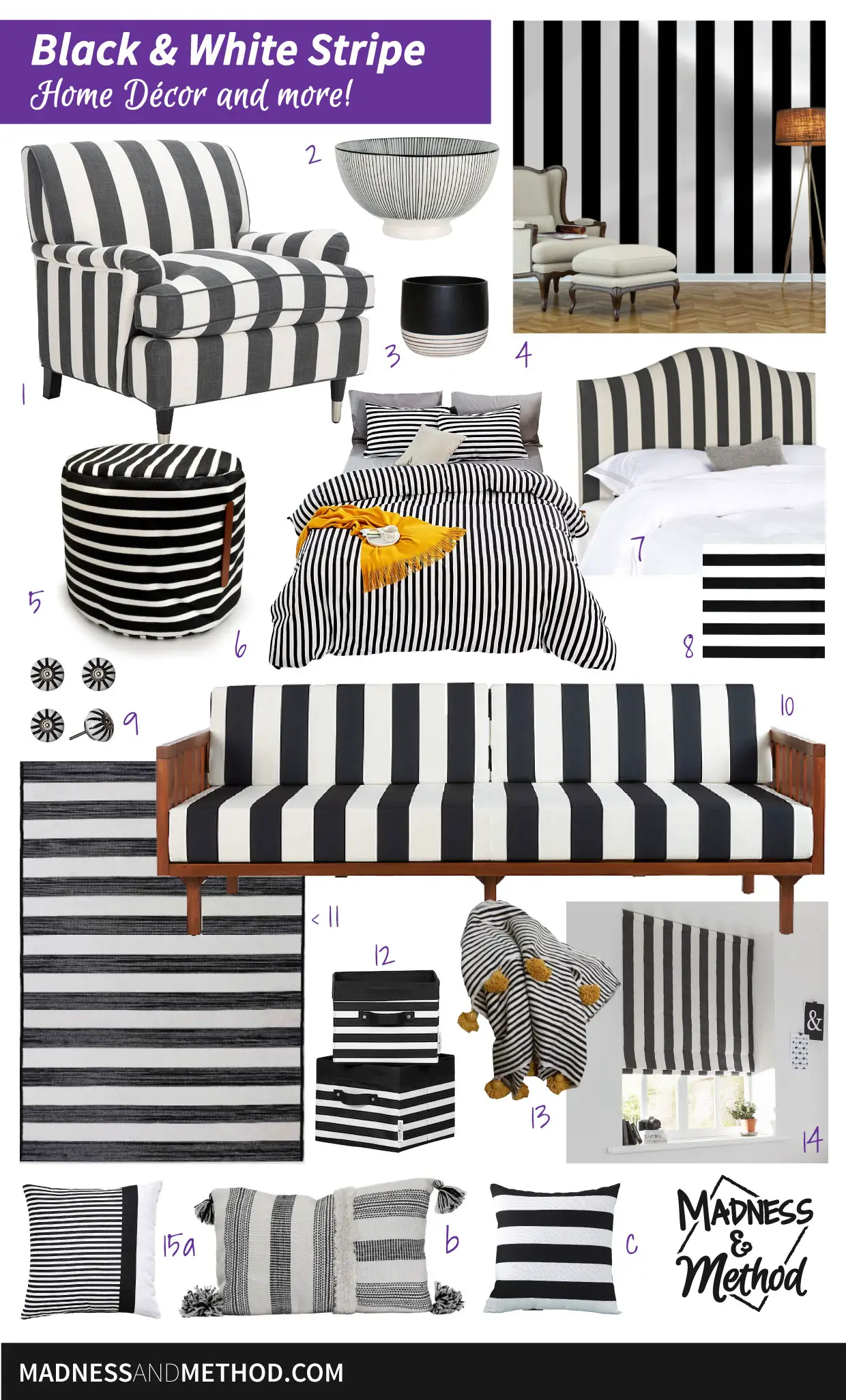 black and white stripe decor graphic