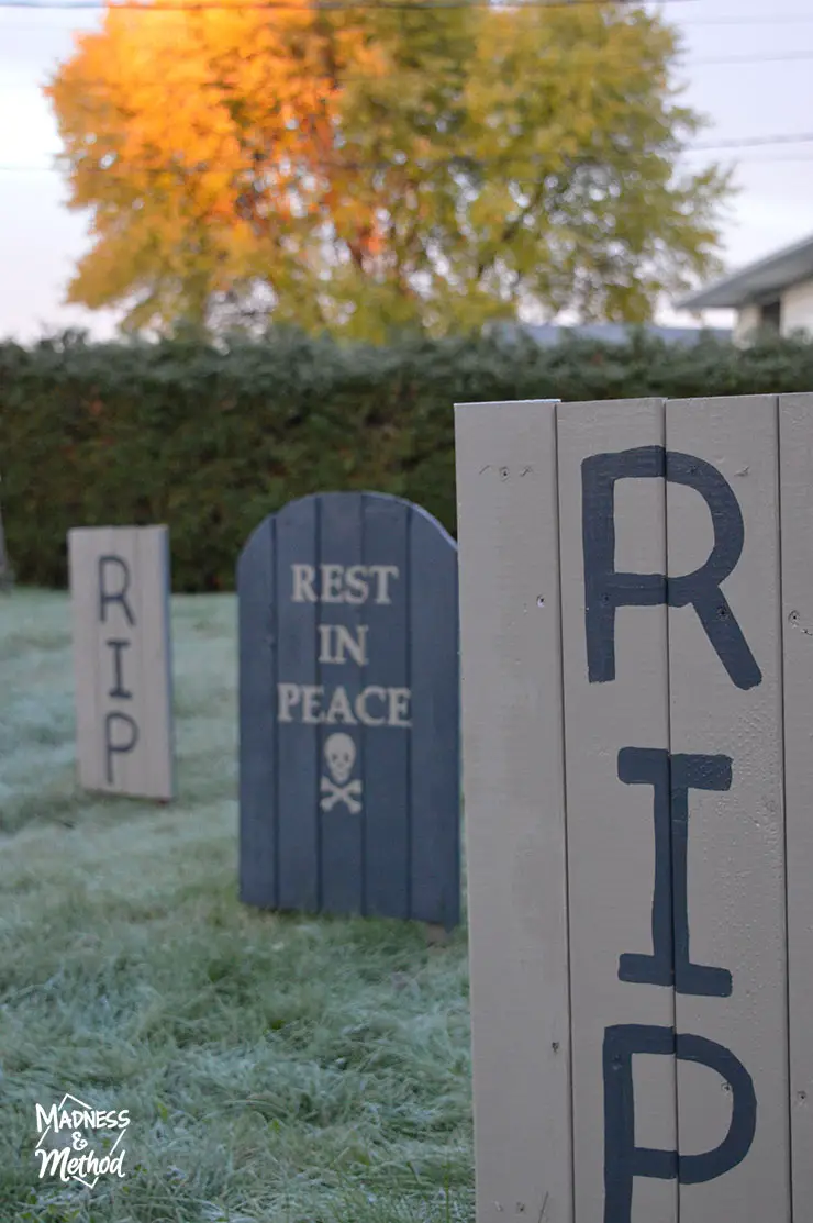 wooden gravestones