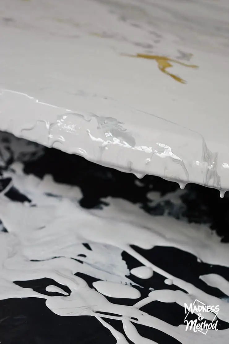 paint pouring marble table