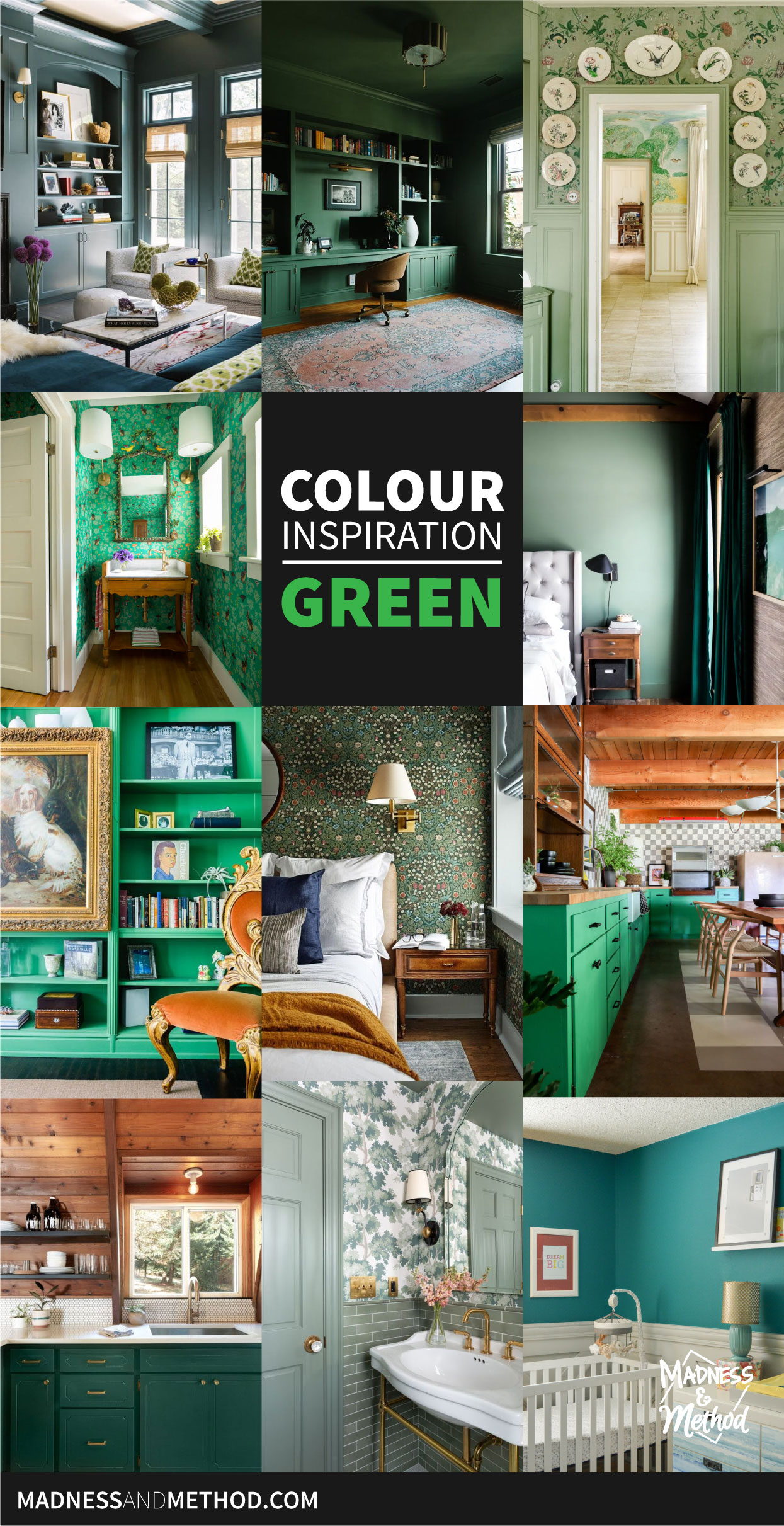 colour inspiration green text overlay green interiors