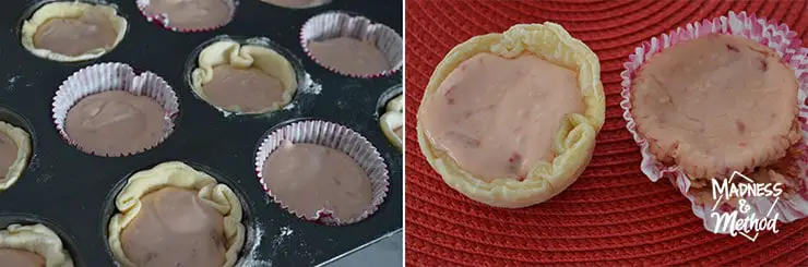 muffin tins with pie dough and liners