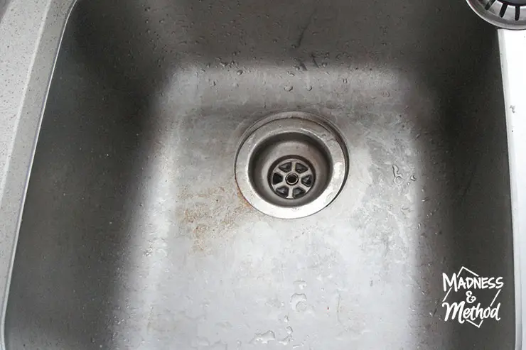 dirty stainless steel sink