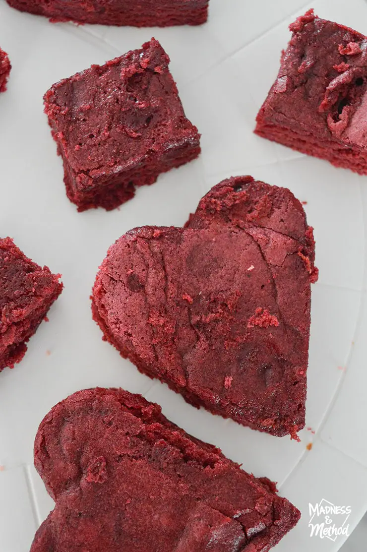 heart shaped red velvet brownie