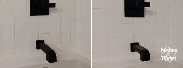 white subway tile grout before after