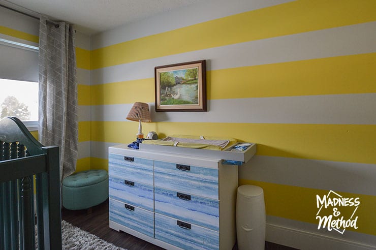 blue nursery dresser with change table