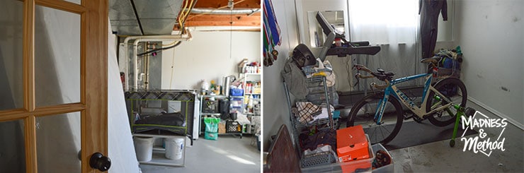 raised ranch laundry room and workout space