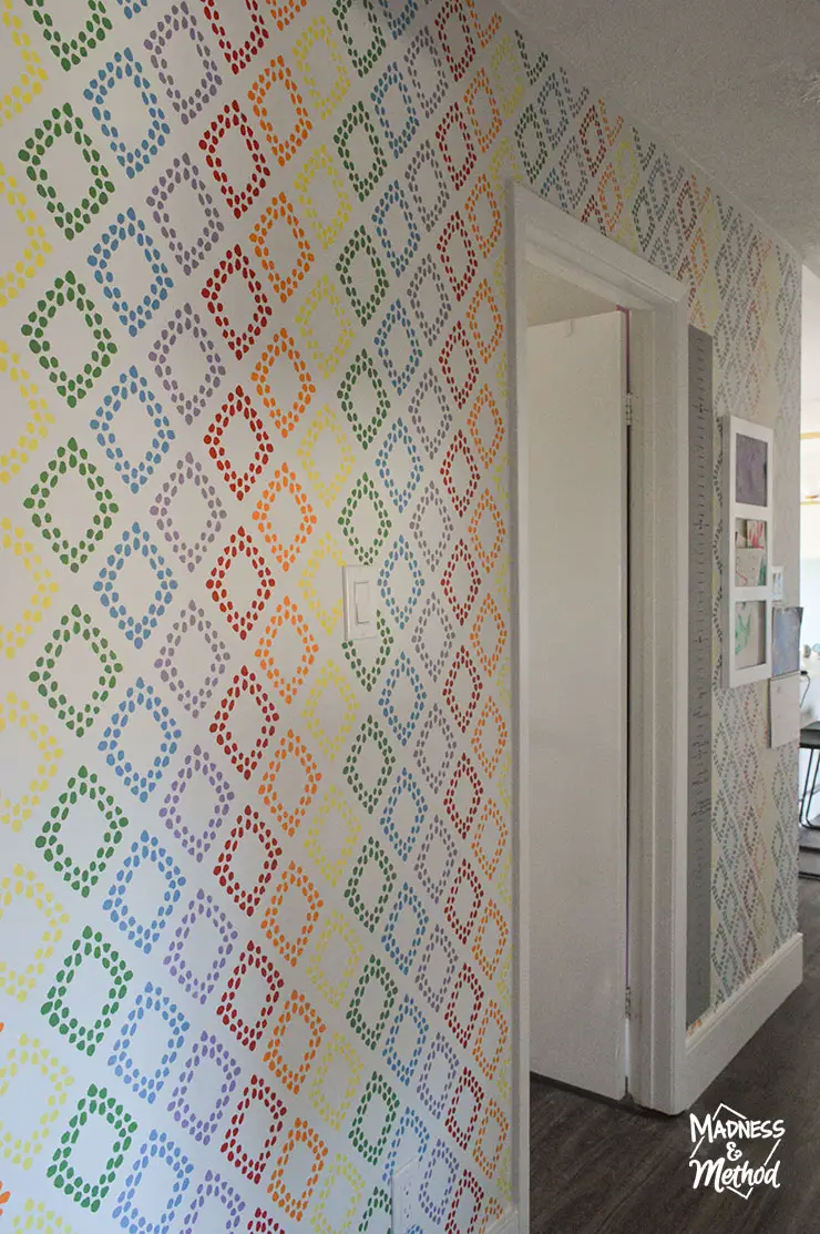 hallway after with rainbow accents