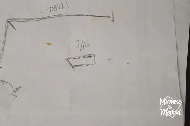 diagram showing baseboard sketch and measurements