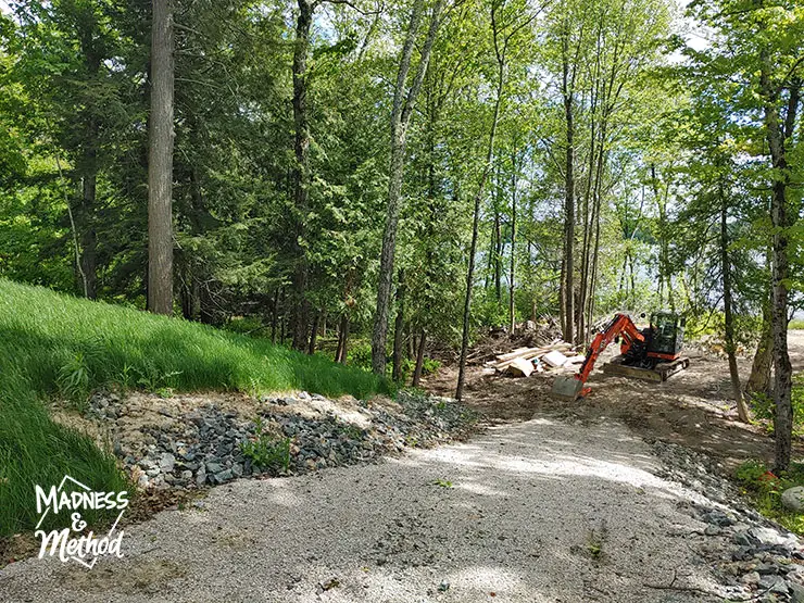 trees and gravel driveway