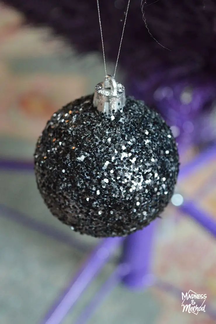 black glitter christmas ball ornament