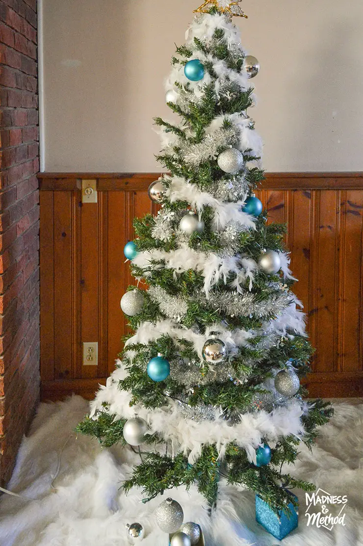 white blue silver christmas tree