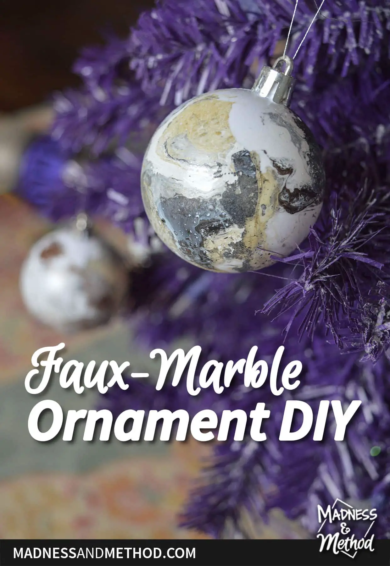 faux marble christmas ornament with text