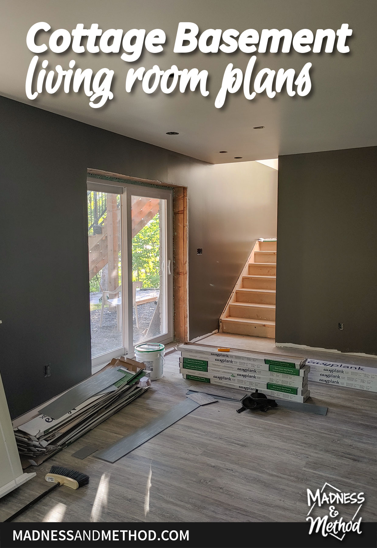 cottage basement living room