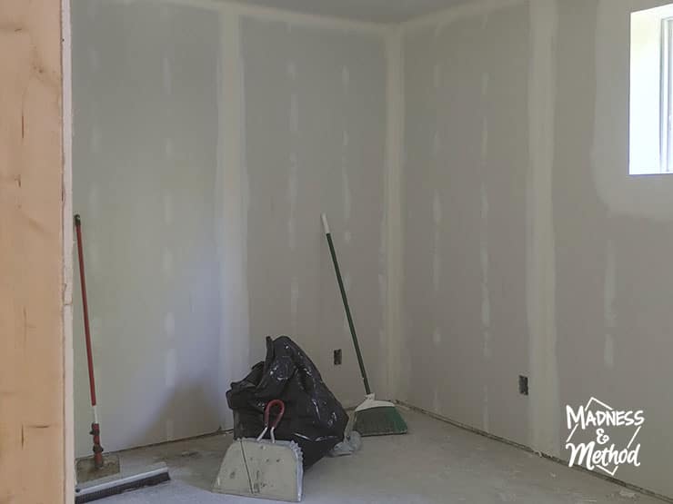 fresh drywall walls and window