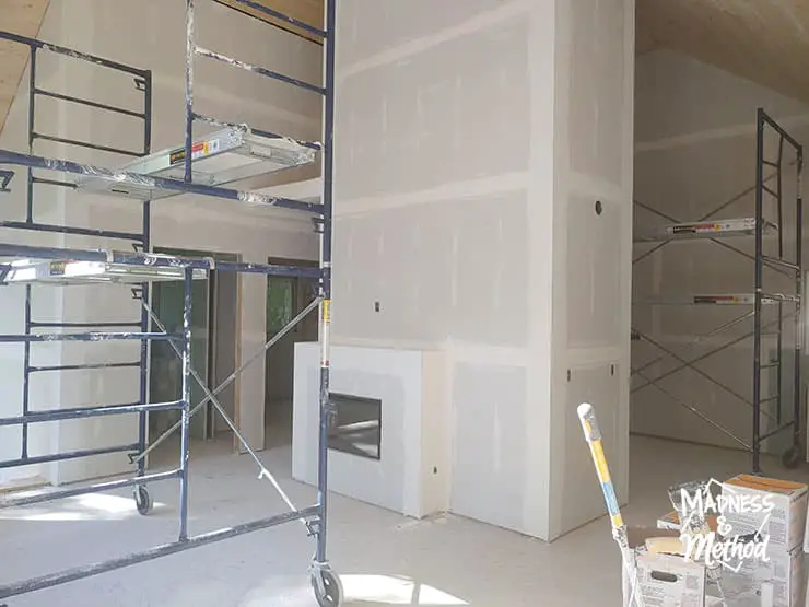 drywall fireplace off centre ceiling