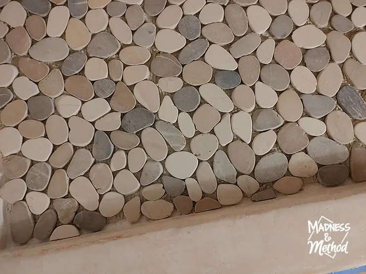 close up of pebble tiles 