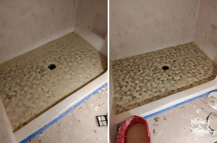 grouting pebble floor tile