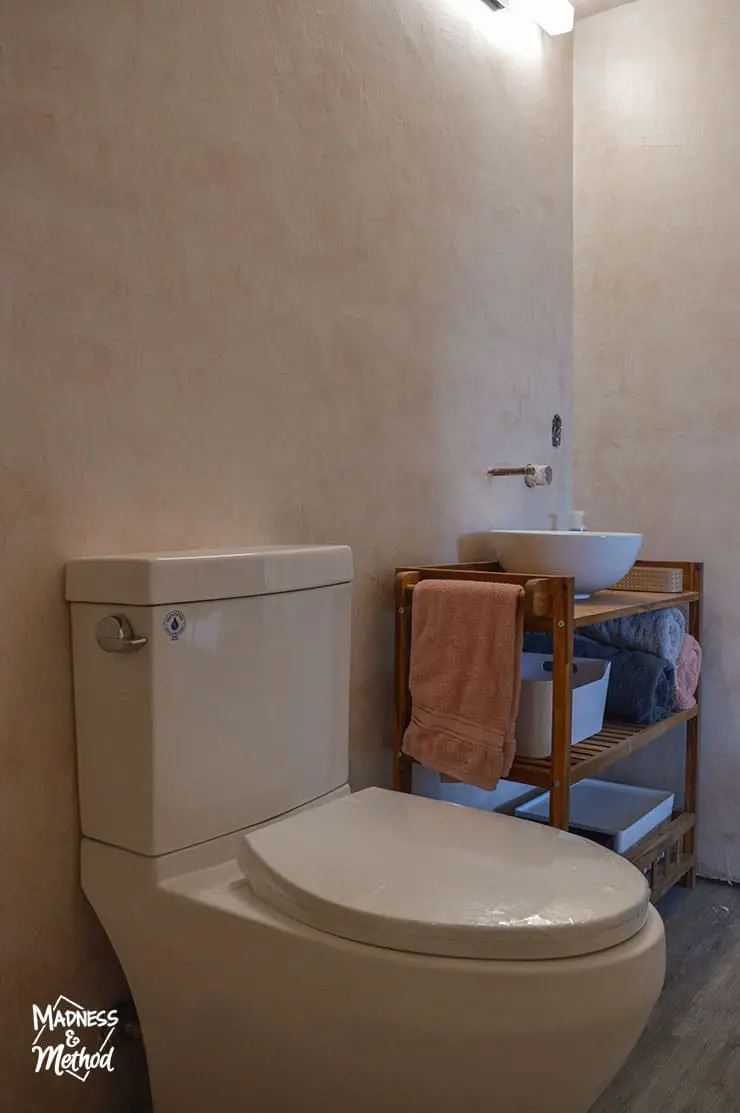 toilet and open vanity