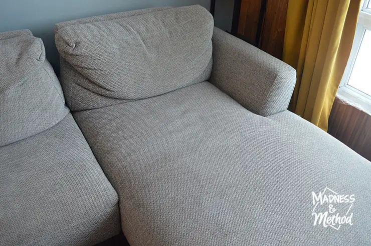 gray sectional after deep cleaning