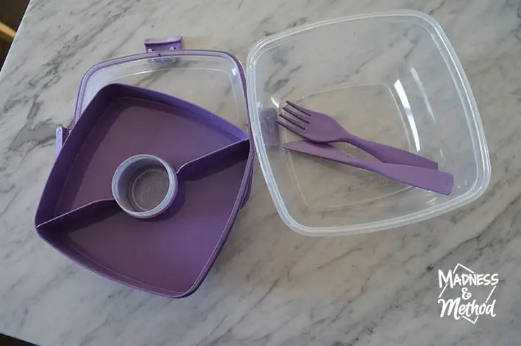 purple salad plastic container