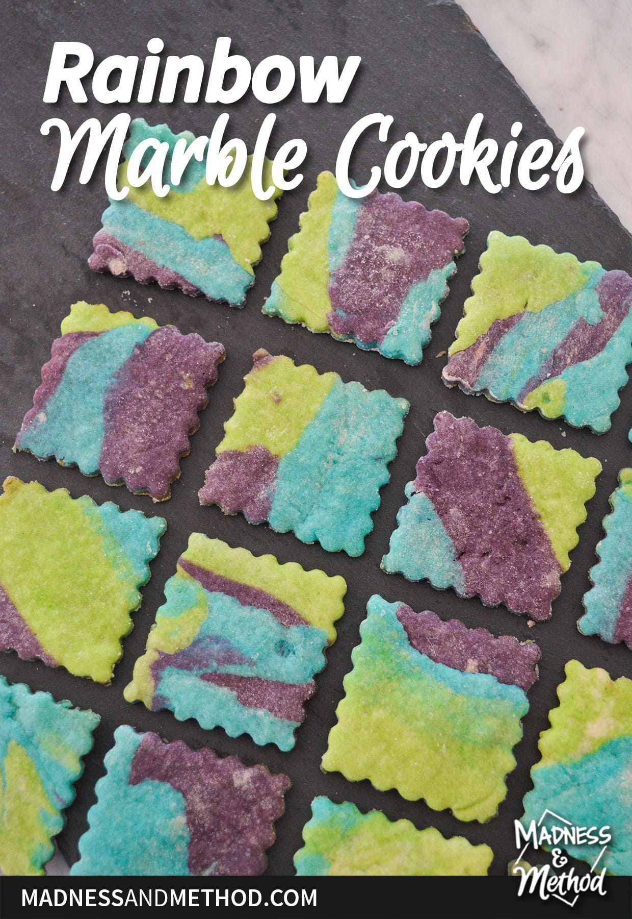 blue green purple tie dye cookies