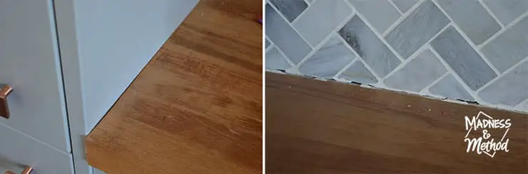 missing silicone on countertop edges