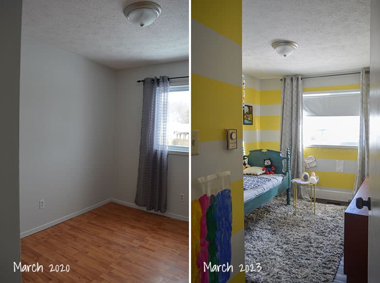 yellow stripe bedroom