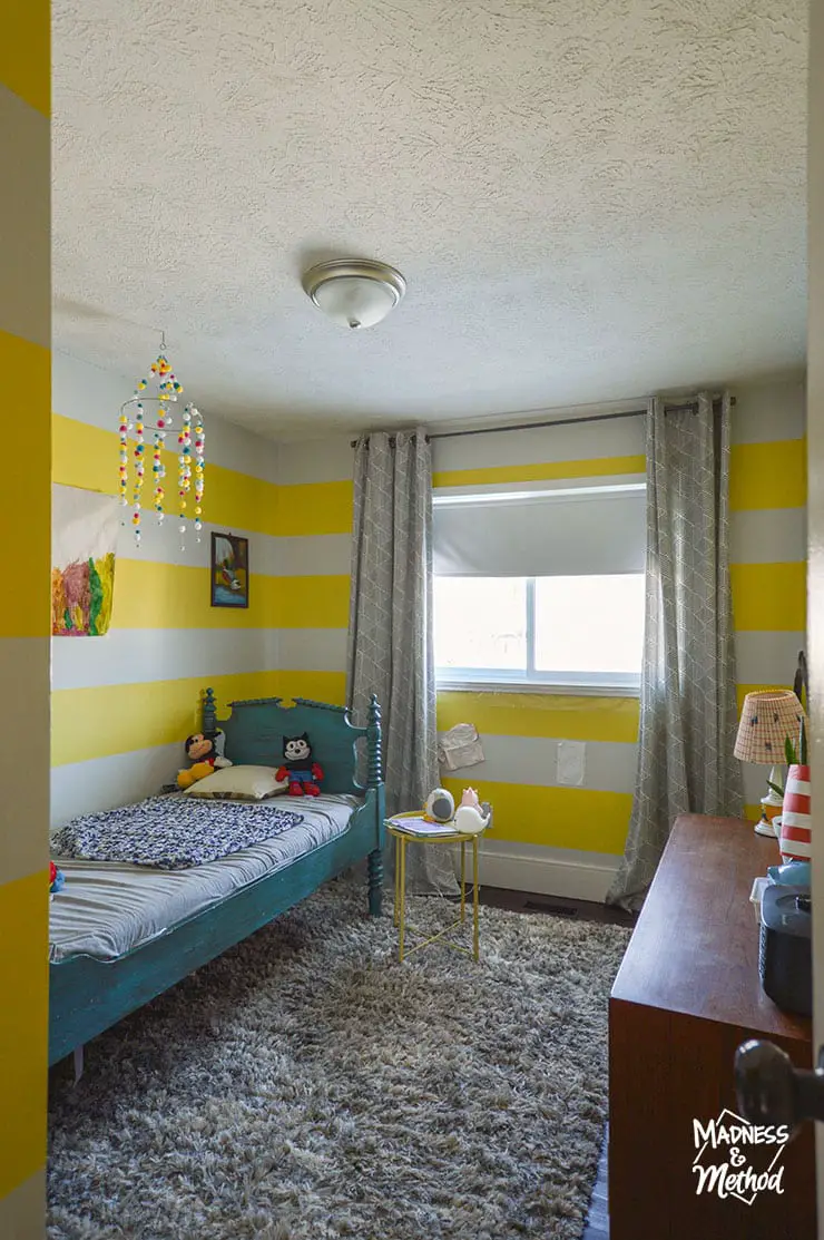 yellow stripe kids bedroom