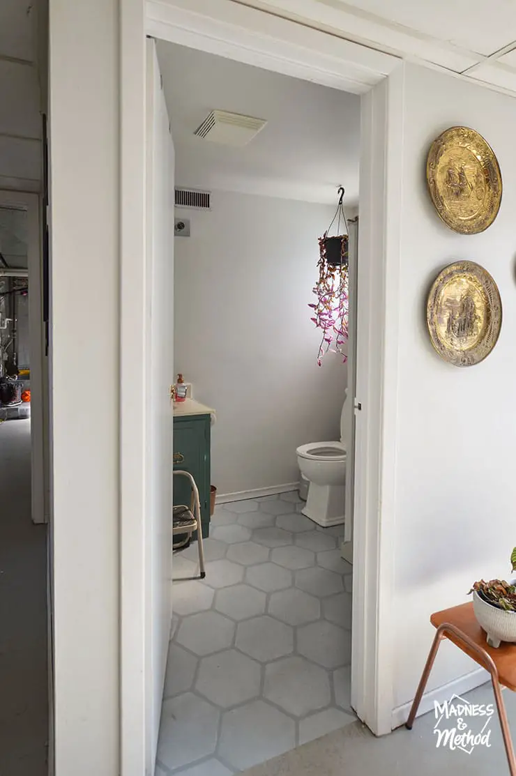 bright basement bathroom