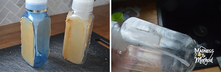 removing sticky labels with peanut butter