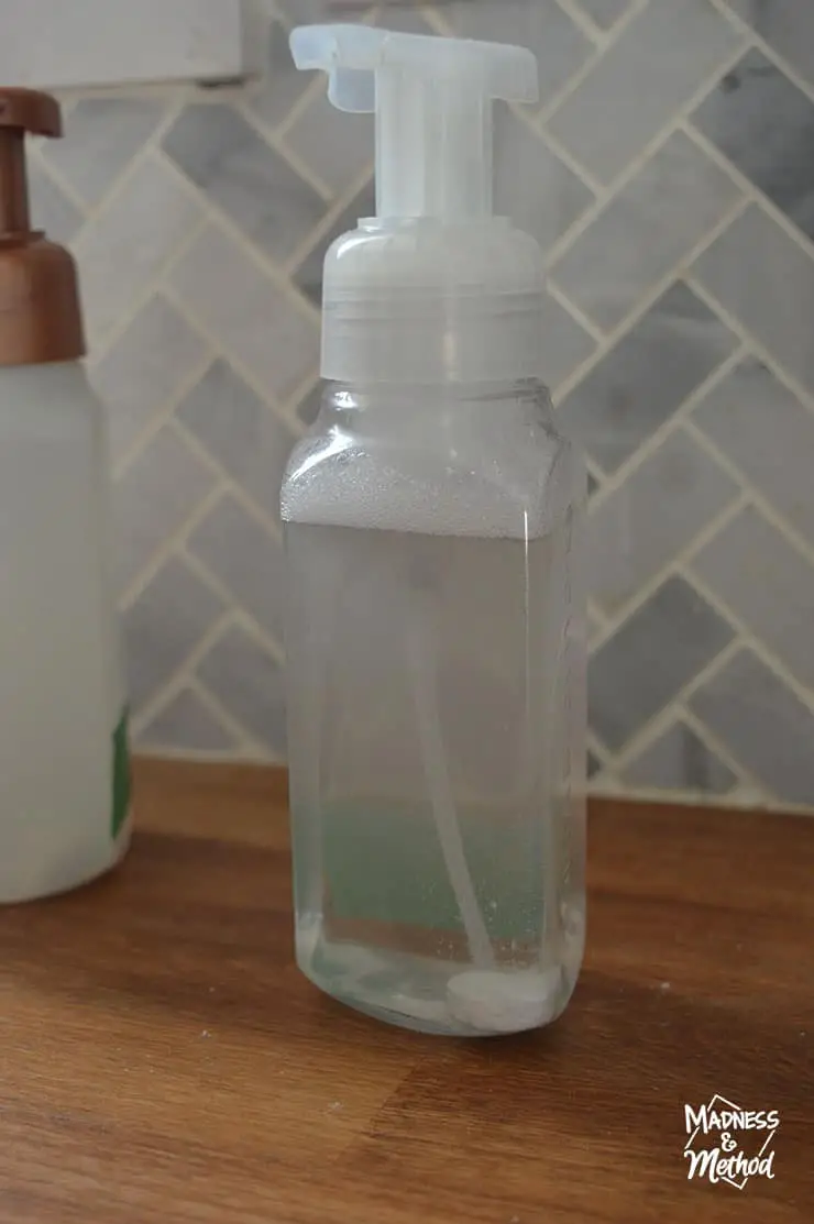 foaming hand soap tablet in bottle