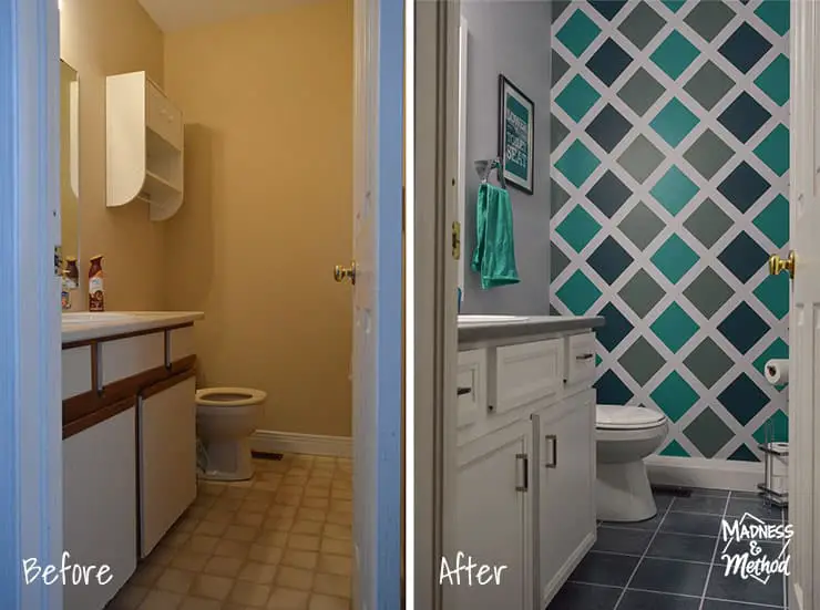 painted bathroom before and after