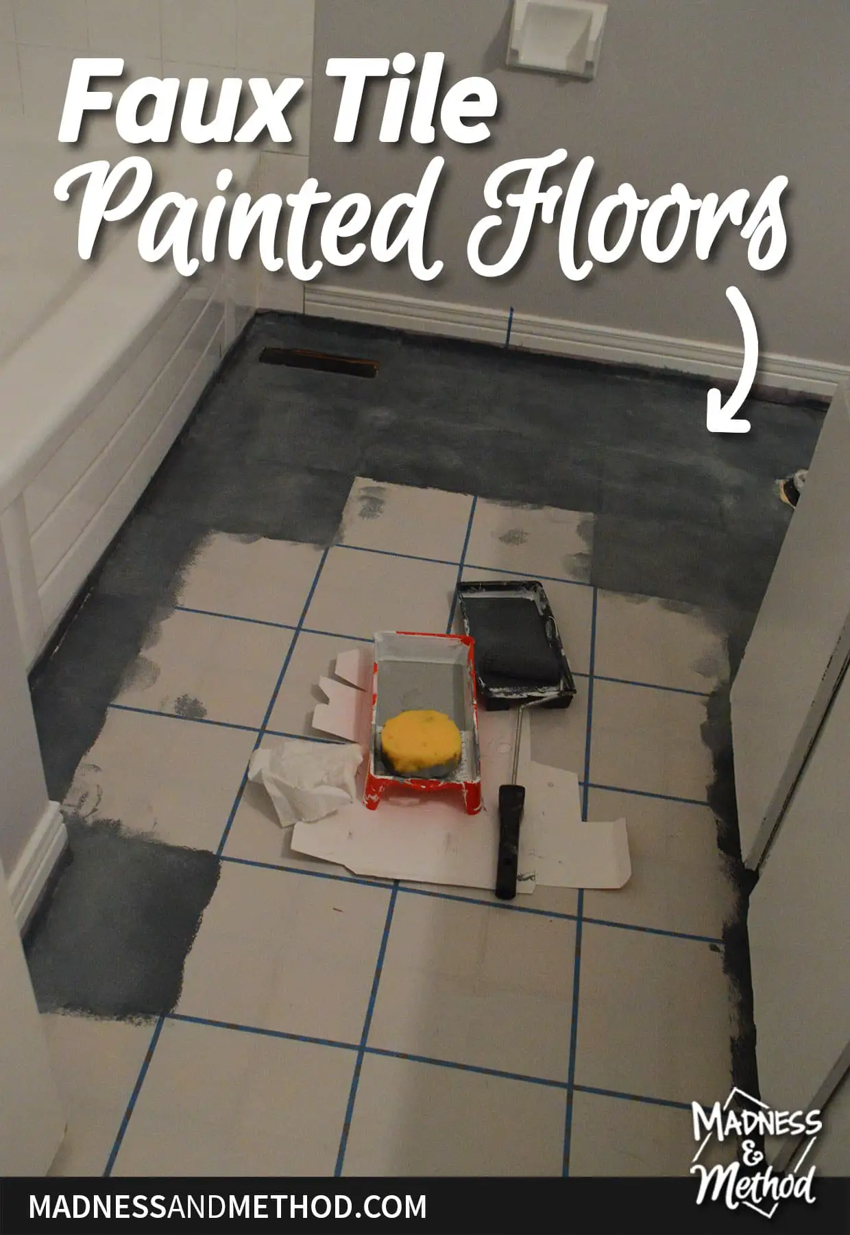 faux tile painted floors progress