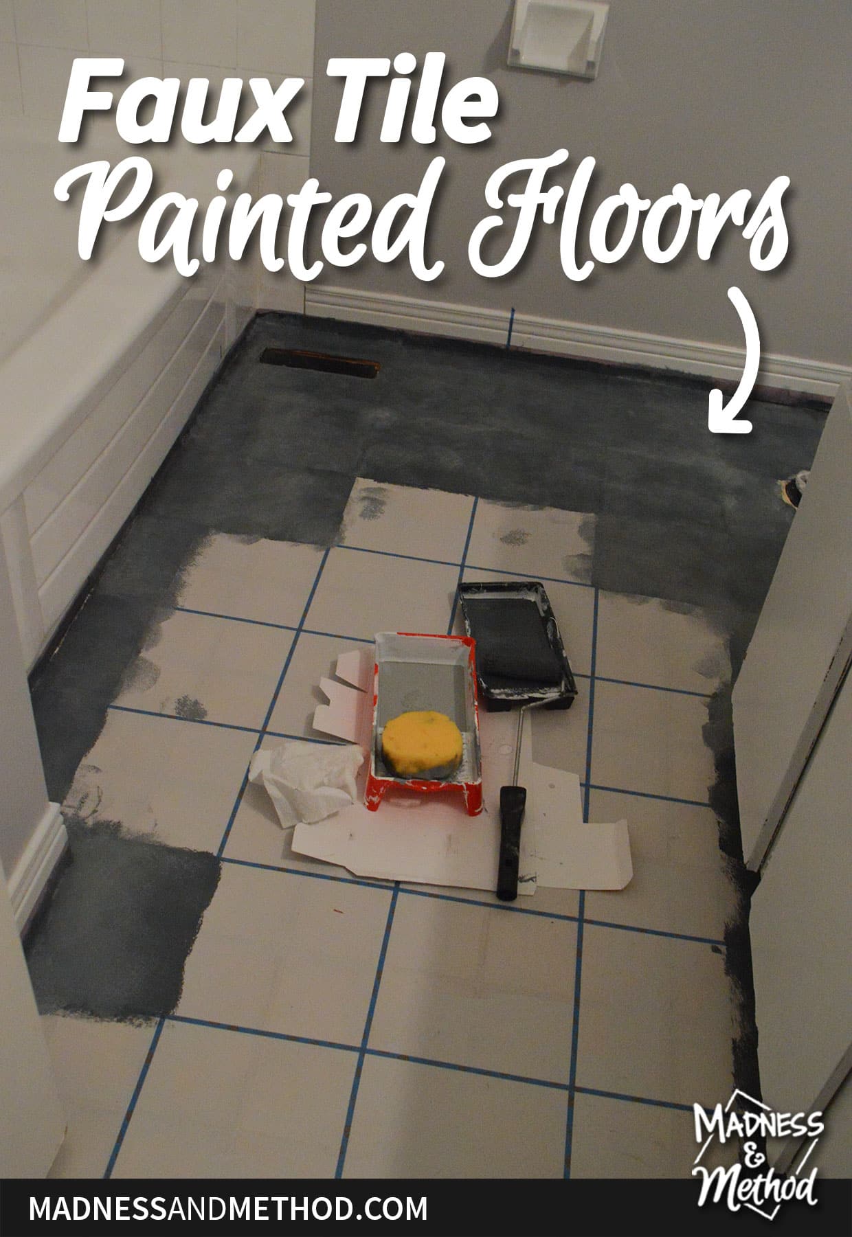 faux tile painted floors progress