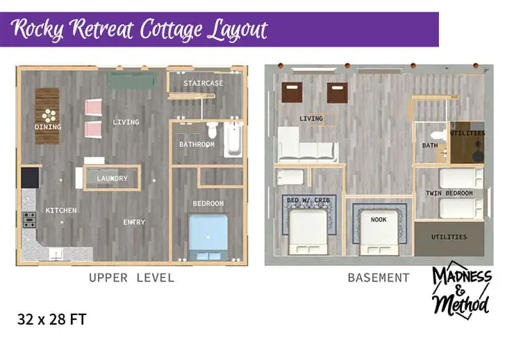 28x32 cottage floorplan