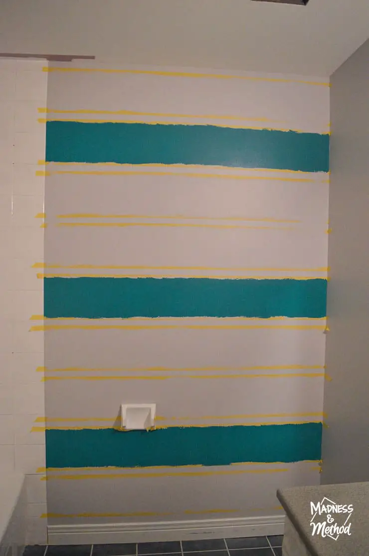 bright stripes in bathroom