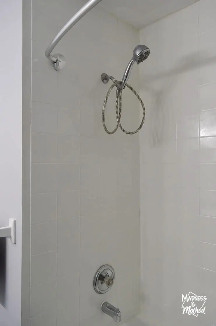 white painted shower walls