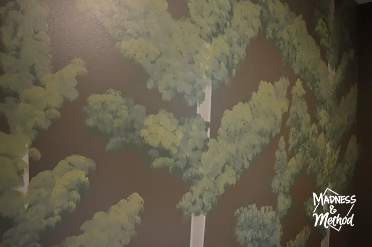 painted pine tree mural