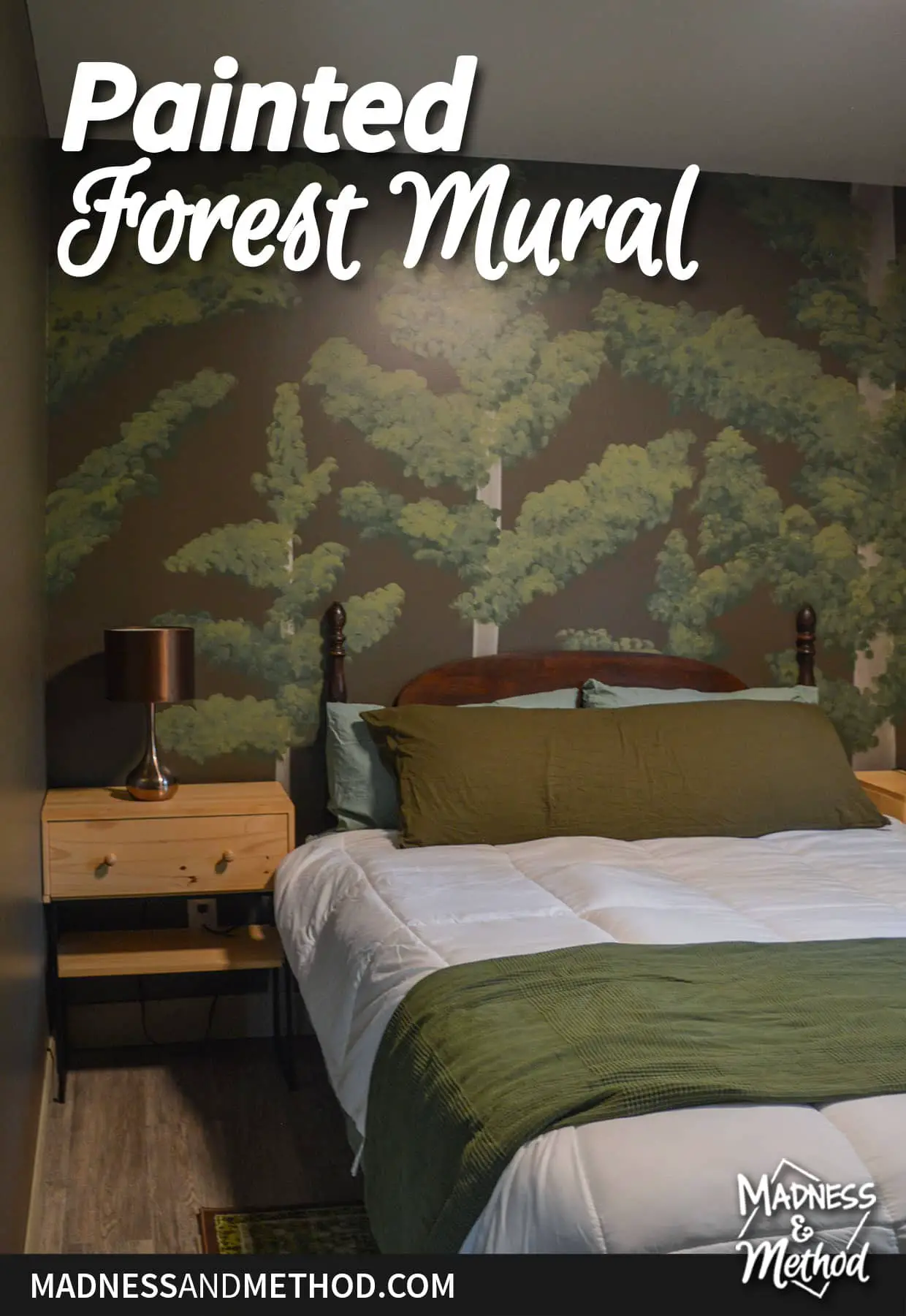 pine tree painted forest mural
