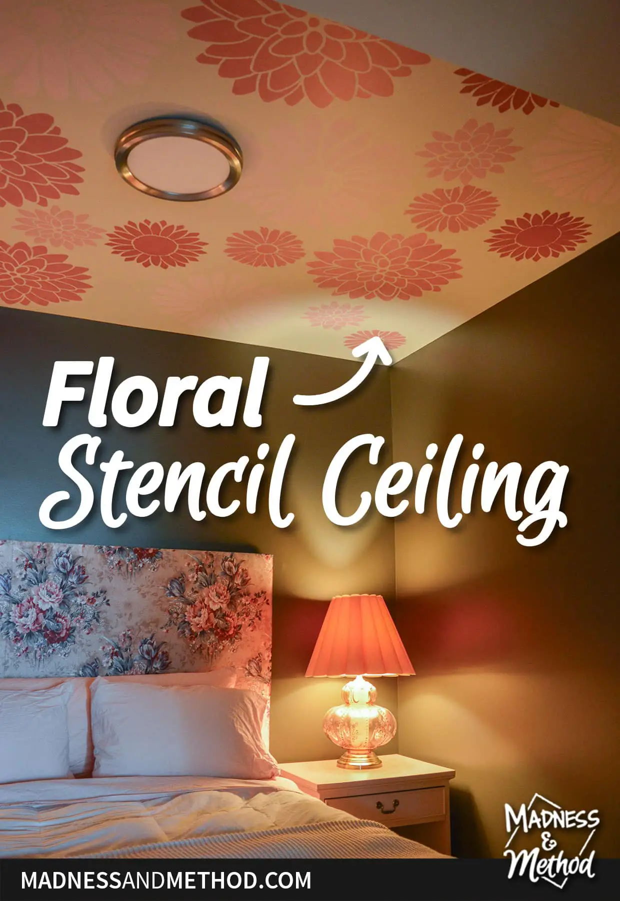 painted floral stencil ceiling