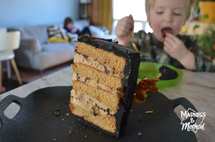 toddler eating cake