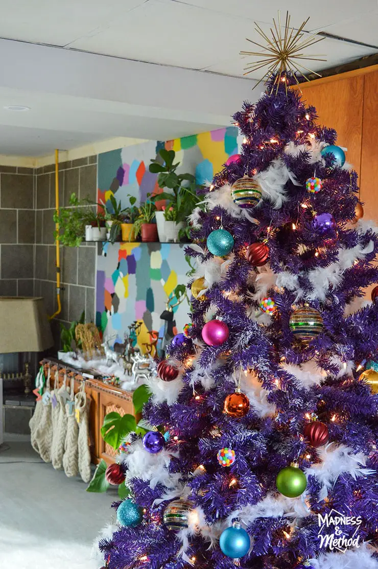 purple multicoloured christmas tree 