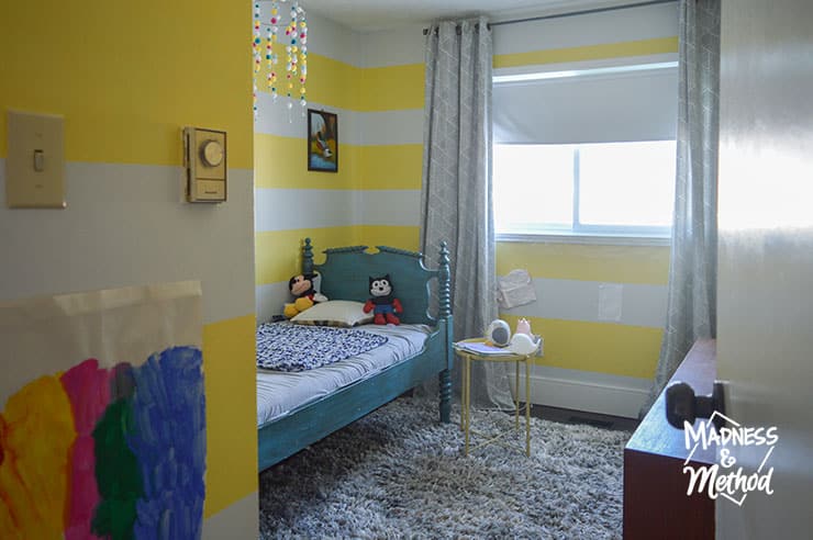 yellow stripe bedroom