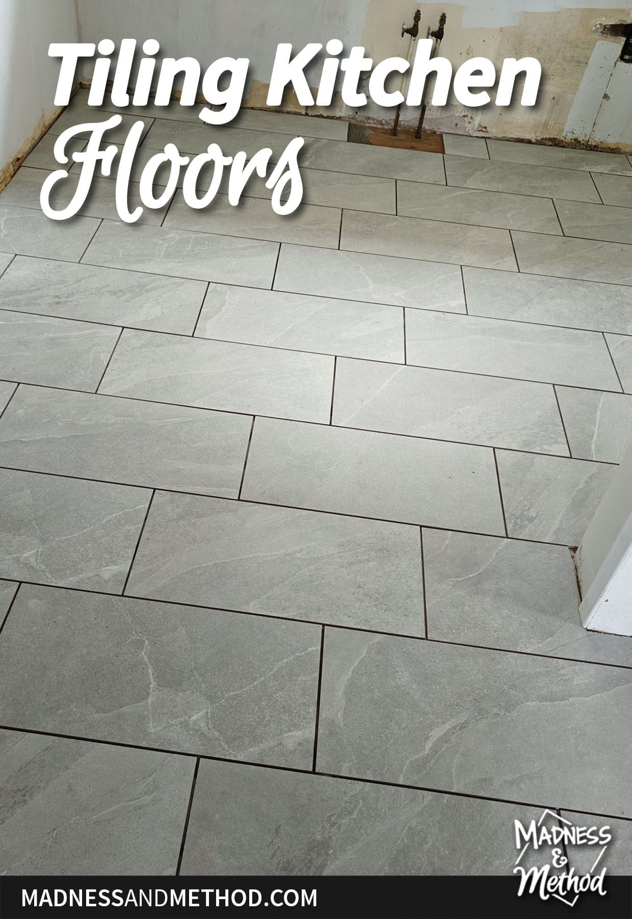 gray tiled floors in kitchen