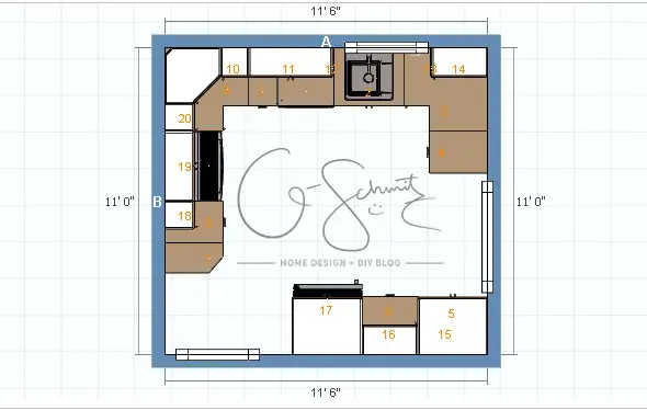 When renovating a kitchen yourself, it's always best to plan out a few floor plans ahead of time so you're not stuck with a cabinet and appliance layout that doesn't work. Check out the options we considered for our DIY kitchen renovation!