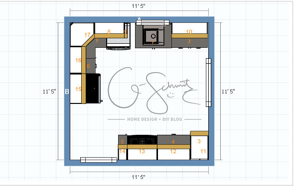 When renovating a kitchen yourself, it's always best to plan out a few floor plans ahead of time so you're not stuck with a cabinet and appliance layout that doesn't work. Check out the options we considered for our DIY kitchen renovation!