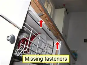 Home Inspection Falling Dishwasher
