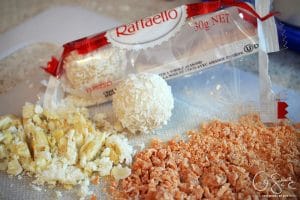 Chopping up Chocolate and Raffaello Balls