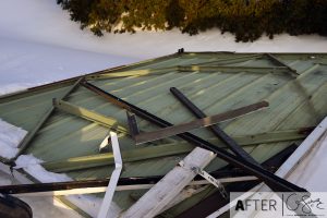 Steel Garage Door Broken and in a Pile