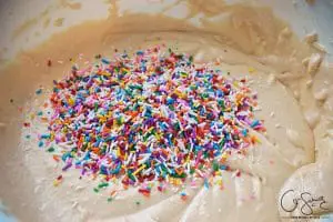 Adding Rainbow Sprinkles to Vanilla Cupcake Batter